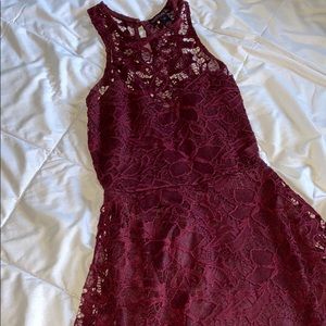 A maroon dress